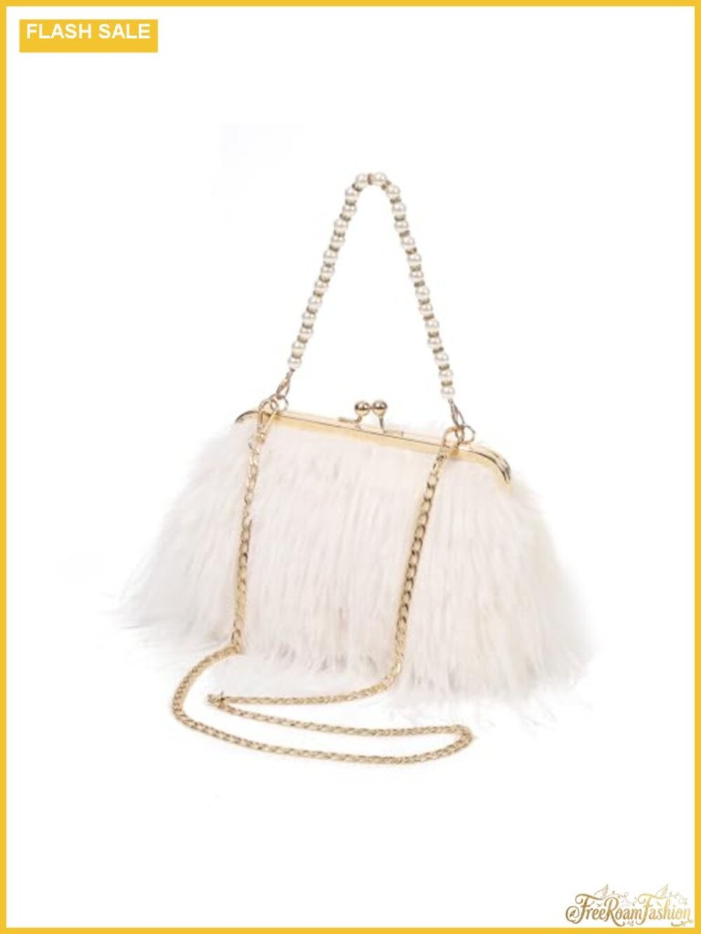 Faux Fur Tote Handbag with Chain Strap - Women's Cute Purse Party